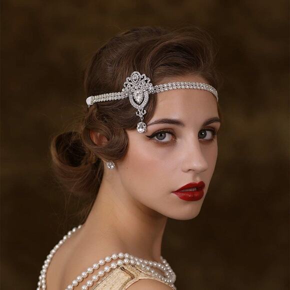 Rhinestone Flapper Great Gatsby Headband Headpiece,1920s Flapper headband - Picture 1 of 6